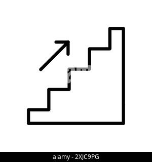 Icône d'escalier Flat Set en vecteur de contour de couleur noir et blanc Illustration de Vecteur