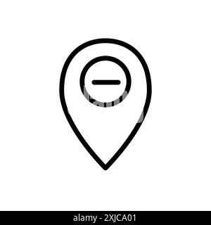 Supprimer l'icône de marque d'épingle ensemble plat dans le vecteur de contour de couleur noir et blanc Illustration de Vecteur