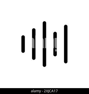 Sound Wave icône Flat Set dans le vecteur de contour de couleur noir et blanc Illustration de Vecteur