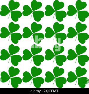 Motif Shamrocks sans couture en vert monochrome tendance. Fond abstrait dans un style minimaliste. Emballage vectoriel isolé, papier peint ou cartes, affiche, bannière, étiquette de prix, label ou web, concept promo Illustration de Vecteur