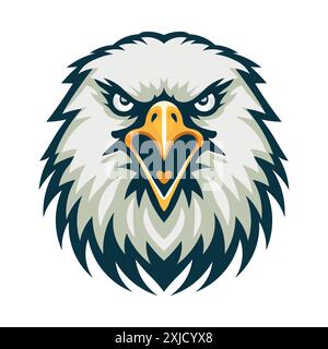 Mascotte Bald Eagle Head Mascot illustration vectorielle vue de face. convient pour les logos esport, tatouages, autocollants, t-shirts et autres Illustration de Vecteur