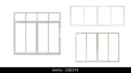 ensemble de conception de cadre de fenêtres moderne isolé sur fond blanc Banque D'Images