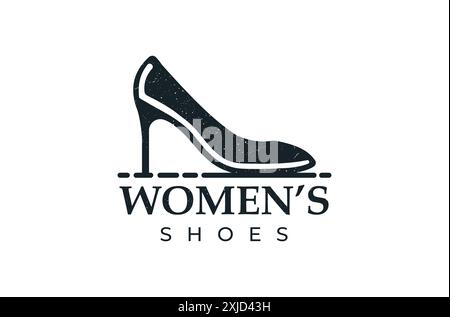 Vintage Retro Women Shoe logo élégant Black and White High Heel Design peut être utilisé pour les magasins de chaussures pour femmes Illustration de Vecteur