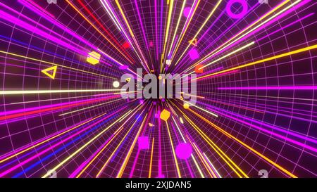 Illustration 3D arrière-plan pour la publicité et le papier peint dans les années 80 rétro et scène pop art de science-fiction. Rendu 3D dans un concept décoratif. Banque D'Images