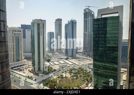 Belle vue aérienne de la région de Dafna West Bay Doha. Banque D'Images
