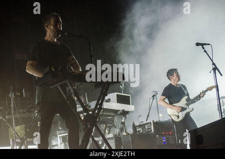 Massive Attack en concert au Release Athens Festival à Plateia Nerou / Grèce, juillet 2024 Banque D'Images