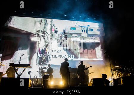 Massive Attack en concert au Release Athens Festival à Plateia Nerou / Grèce, juillet 2024 Banque D'Images