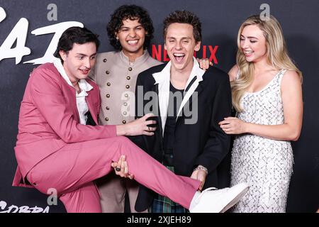 Los Angeles, États-Unis. 17 juillet 2024. LOS ANGELES, CALIFORNIE, ÉTATS-UNIS - 17 JUILLET : Gianni DeCenzo, Xolo Mariduena, Jacob Bertrand et Peyton List arrivent à la projection spéciale de Los Angeles de 'Cobra Kai' saison 6 - partie 1 de Netflix qui se tient au Musée Autry de l'Ouest américain à Griffith Park le 17 juillet 2024 à Los Angeles, Californie, États-Unis. (Photo de Xavier Collin/image Press Agency) crédit : image Press Agency/Alamy Live News Banque D'Images