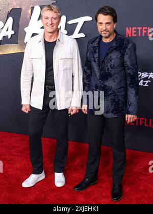 Los Angeles, États-Unis. 17 juillet 2024. LOS ANGELES, CALIFORNIE, États-Unis - 17 JUILLET : William Zabka et Ralph Macchio arrivent à la projection spéciale de Los Angeles de la saison 6 de 'Cobra Kai' de Netflix - partie 1 qui se tient au Musée Autry de l'Ouest américain à Griffith Park le 17 juillet 2024 à Los Angeles, Californie, États-Unis. (Photo de Xavier Collin/image Press Agency) crédit : image Press Agency/Alamy Live News Banque D'Images