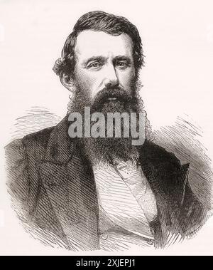 Capitaine John Hanning Speke, 1827 – 1864. Explorateur anglais de l'Afrique et officier dans l'armée indienne britannique. Extrait de Cassell's Illustrated History of England, publié vers 1880. Banque D'Images