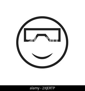 Cool icône Emoji simple plat symbole vectoriel contour collection logo Illustration de Vecteur