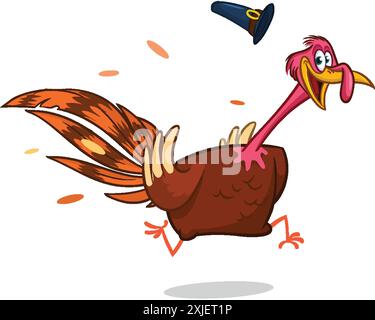 Cartoon Thanksgiving oiseau de dinde évasion. Illustration vectorielle isolée. Design pour Thanksgiving Day Illustration de Vecteur