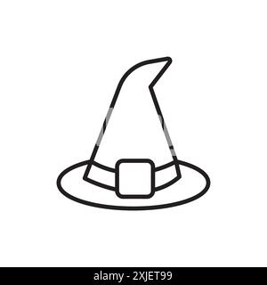 icône de chapeau de sorcière d'halloween symbole simple plat vecteur contour collection logo Illustration de Vecteur