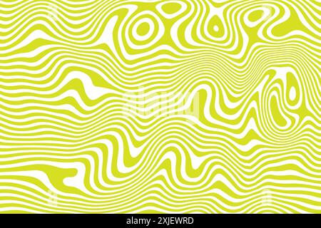 Fond abstrait groovy. Conduites d'écoulement de liquide. Texture de marbre. Imprimé psychédélique ondulé. Modèle Trippy. Papier peint surréaliste avec moutarde courbée et Illustration de Vecteur