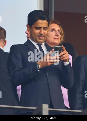 Nasser Al-Khelaifi (propriétaire du PSG et président de Qatar Sports Investment) dans le dernier match ESPAGNE - ANGLETERRE 2-1 des Championnats d'Europe de l'UEFA 2024 le 14 juillet 2024 à Berlin, Allemagne. Photographe : ddp images / STAR-images Banque D'Images