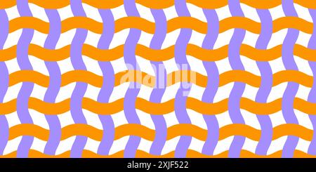 Motif sans couture vectoriel. Lignes ondulées comme ornement de tissu texture moderne et élégante. Style plat tendance dessiné à la main texture géométrique. Lignes ondulées violettes et jaunes. Illustration vectorielle Illustration de Vecteur
