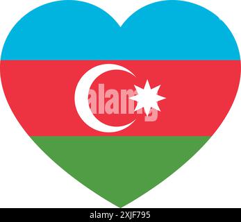 Drapeau de l'Azerbaïdjan en forme de coeur, symbole de l'amour Illustration de Vecteur