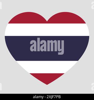 Drapeau de la Thaïlande en forme de coeur, symbole de l'amour Illustration de Vecteur