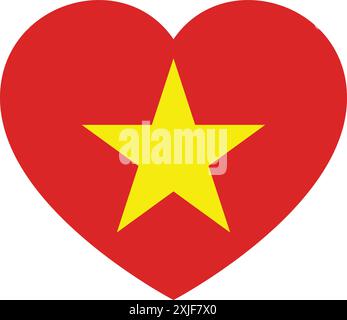 Drapeau du Vietnam en forme de coeur, symbole de l'amour Illustration de Vecteur