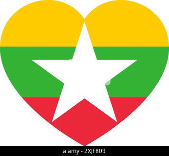 Drapeau du Myanmar en forme de coeur, symbole de l'amour Illustration de Vecteur