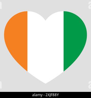 Drapeau de Côte d'Ivoire en forme de coeur, symbole de l'amour Illustration de Vecteur