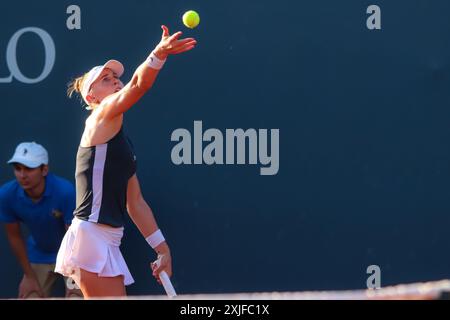 Palerme, Italie. 17 juillet 2024. Jil Teichmann lors du match de la WTA contre Diane Parry au Palermo Ladies Open 2024. (Photo d'Antonio Melita/Pacific Press) crédit : Pacific Press Media production Corp./Alamy Live News Banque D'Images