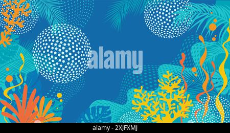 Fond tropical avec des feuilles de palmier. Meilleure offre pour fond de promotion de vente d'été Illustration de Vecteur