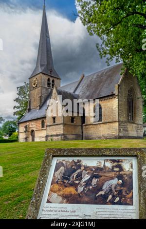 1250 : Église d'Anna / Sint-Annakerk, représentée dans le tableau L'aveugle menant l'aveugle par Pieter Breughel l'ancien à Sint-Anna-Pede, Belgique Banque D'Images