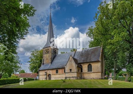 1250 : Église d'Anna / Sint-Annakerk, représentée dans le tableau L'aveugle menant l'aveugle par Pieter Breughel l'ancien à Sint-Anna-Pede, Belgique Banque D'Images