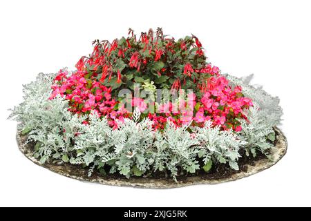 Une image PNG isolée vibrante d'un énorme pot rempli de fleurs de différentes couleurs, superposées magnifiquement. Parfait pour les dessins de jardin, les arrangements floraux Banque D'Images