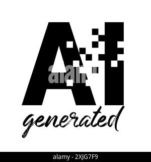 Modèle d'icône de blog généré PAR AI. Logo créatif pour le contenu numérique généré par l’intelligence artificielle. Panneau Web. Style graphique pixelisé. Illustration de Vecteur