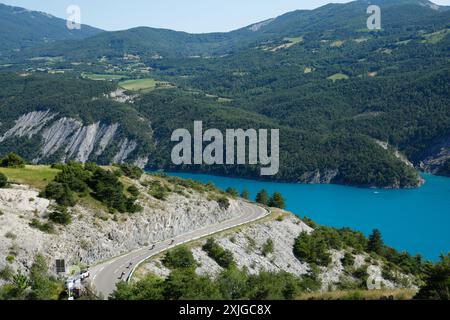 BARCELONNETTE, FRANCE - 18 JUILLET : lors de l'étape 18 de la 111ème édition du Tour de France 2024, une étape de 179 kms avec départ à Gap et arrivée à Barcelonnette le 18 juillet 2024 à Barcelonnette, France, 18/07/2024 ( photo Jan de Meuleneir/Pool/GodingImages Banque D'Images