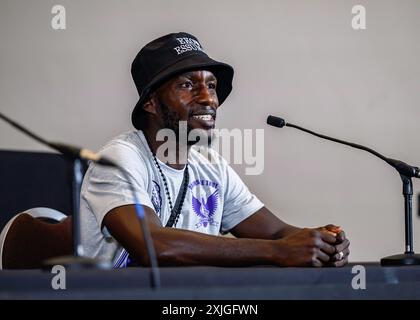 BIRMINGHAM, ROYAUME-UNI. 18 juillet 24. Ekow Essuman lors de la conférence de presse finale Queensberry Magnificent 7 à Oasis suite, Crowne Plaza Birmingham NEC le jeudi 18 juillet 2024 à BIRMINGHAM, ANGLETERRE. Crédit : Taka G Wu/Alamy Live News Banque D'Images