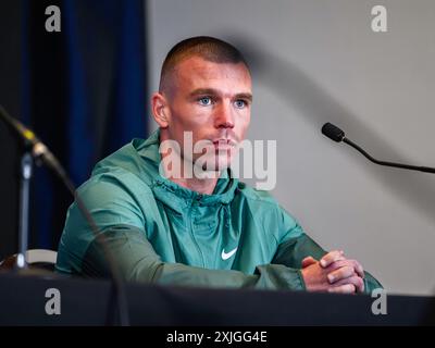 BIRMINGHAM, ROYAUME-UNI. 18 juillet 24. Andrew Cain lors de la conférence de presse finale Queensberry Magnificent 7 à Oasis suite, Crowne Plaza Birmingham NEC le jeudi 18 juillet 2024 à BIRMINGHAM, ANGLETERRE. Crédit : Taka G Wu/Alamy Live News Banque D'Images