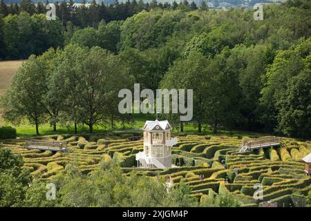 Au Drielandenpunt (point à trois pays ou tripoint), où la Belgique, l'Allemagne et les pays-Bas se rencontrent, vous pouvez visiter 3 pays en une seule fois Banque D'Images