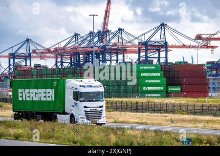 Le port de Rotterdam, pays-Bas, port en haute mer Maasvlakte 2, sur une zone de terre artificielle au large de la côte d'origine, Hutchison ports ECT Euromax terme Banque D'Images