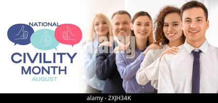 Bannière pour le mois national de la civilité avec un groupe de jeunes gens d'affaires Banque D'Images
