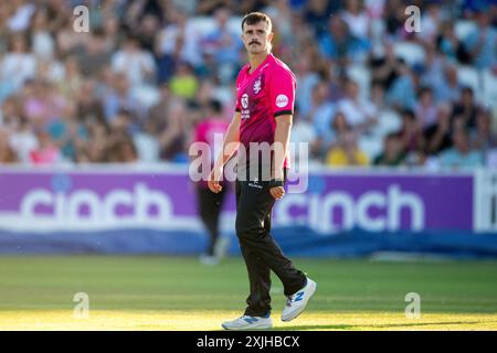 Taunton, Royaume-Uni. 18 juillet 2024. Ben Green de Somerset pendant le match Vitality Blast entre Somerset et Sussex Sharks au Cooper Associates County Ground. Crédit : Dave Vokes/Alamy Live News Banque D'Images