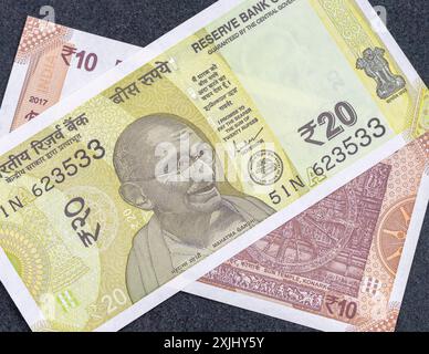 Reserve Bank of India INR 20 billet de Mahatma Gandhi New Series Banque D'Images