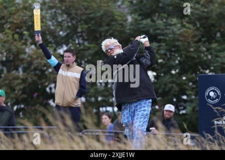 John Daly des États-Unis sur le 18e trou lors de la première journée des Championnats de golf britanniques 2024 au Royal Troon Golf Club à Troon, en Écosse, le 18 juillet 2024. Crédit : Koji Aoki/AFLO SPORT/Alamy Live News Banque D'Images