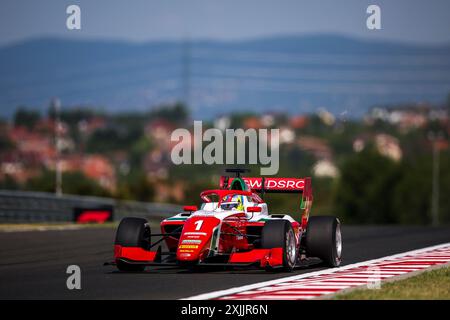 01 BEGANOVIC Dino (swe), Prema Racing, Dallara F3 2019, action lors de la 8ème manche du Championnat FIA de formule 3 2024 du 19 au 21 juillet 2024 sur le Hungaroring, à Mogyorod, Hongrie - photo Eric Alonso / DPPI Banque D'Images