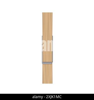 Pince à linge en bois pour la blanchisserie, vue de face. Illustration isolée vectorielle de pince à linge Illustration de Vecteur