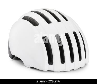 Nouveau casque cycliste moderne isolé sur blanc Banque D'Images