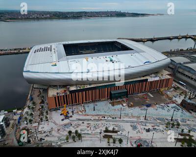 Le nouveau stade Bramley Moore de l'Everton Football Club vu des airs, Banque D'Images