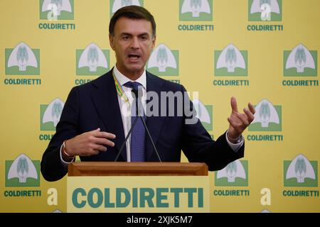 Roma, Italie. 19 juillet 2024. Assemblea Nazionale Coldiretti, Ettore Prandini, presidente di Coldiretti Roma, Italia &#x2014 ; Venerd&#xec ; 19 luglio 2024 - Cronaca - (foto di Cecilia Fabiano/LaPresse) Coldiretti Assemblée nationale, Ettore Prandini, président de Coldiretti speach Rome, Italie - vendredi 19 juillet 2024 - News - (photo by Cecilia Fabiano/LaPresse) Alamy News/Live News Banque D'Images