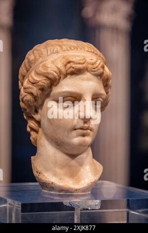 Minerva Pacifica, Dame de Calahorra, marbre, IIe siècle après JC. C., la Clínica, Musée de romanisation, Calahorra, la Rioja, Espagne, Europe Banque D'Images