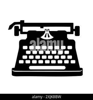 Illustration vintage de machine à écrire noir et blanc Illustration de Vecteur