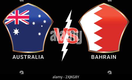 Australie vs Bahrain Soccer match de football avec fond noir et versus Flags Illustration de Vecteur