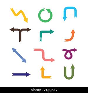 Flèches colorées dessinées à la main simples Illustration de Vecteur