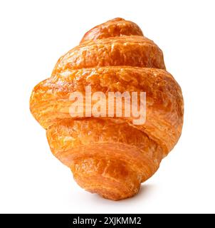 La vue de face du croissant brun simple est isolée sur fond blanc avec chemin de détourage. Banque D'Images